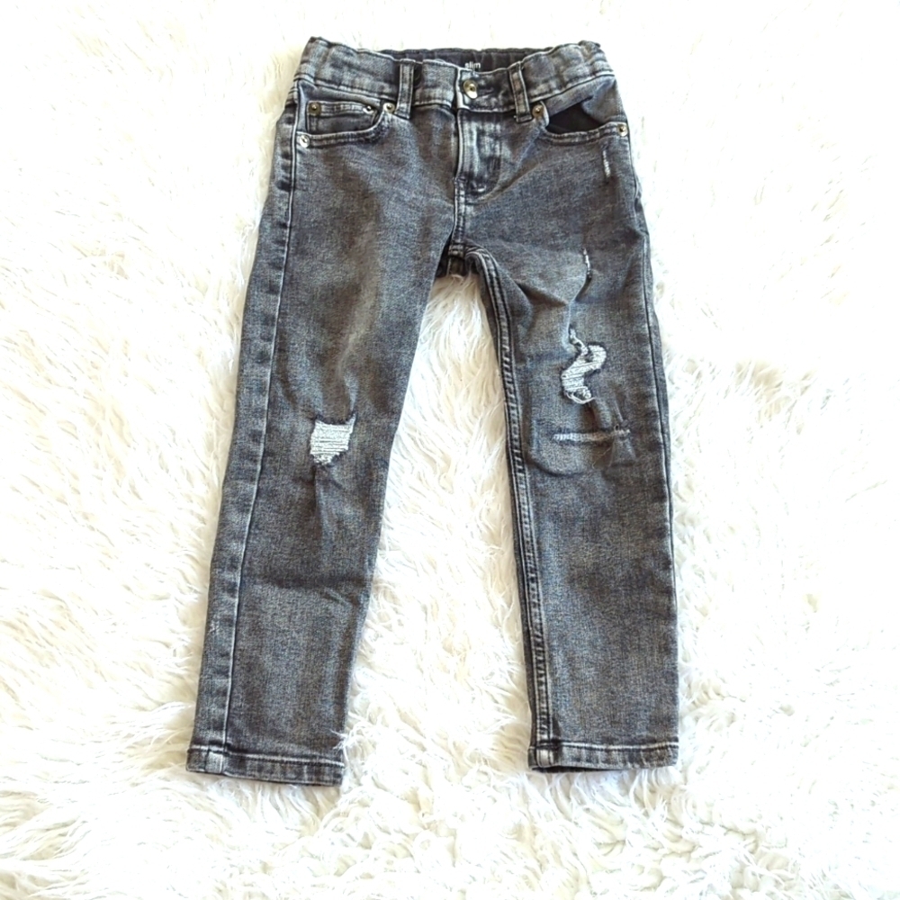 Black Wash Distressed Boys Jeans